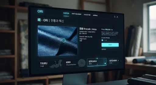 A clean e-commerce product interface on a dark-themed screen, showing a product image, description, and checkout call to action.